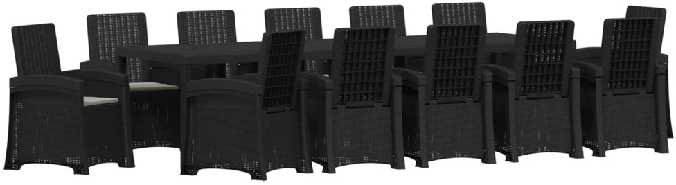Lauko baldų komplektas Sodo valgomojo komplektas 14 vnt. Antracito ir Šviesiai pilka