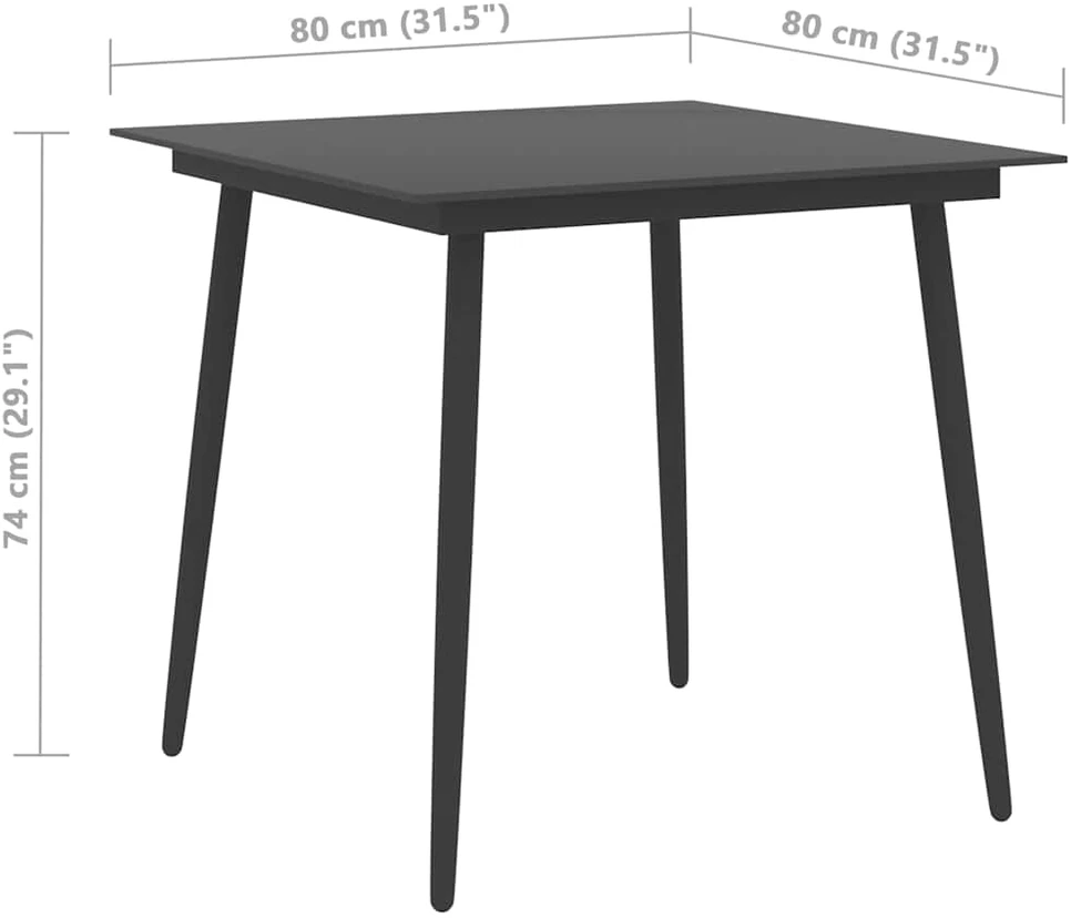 Lauko baldų komplektas Sodo valgomojo komplektas, 3 dalių, juodas, PVC ratanas