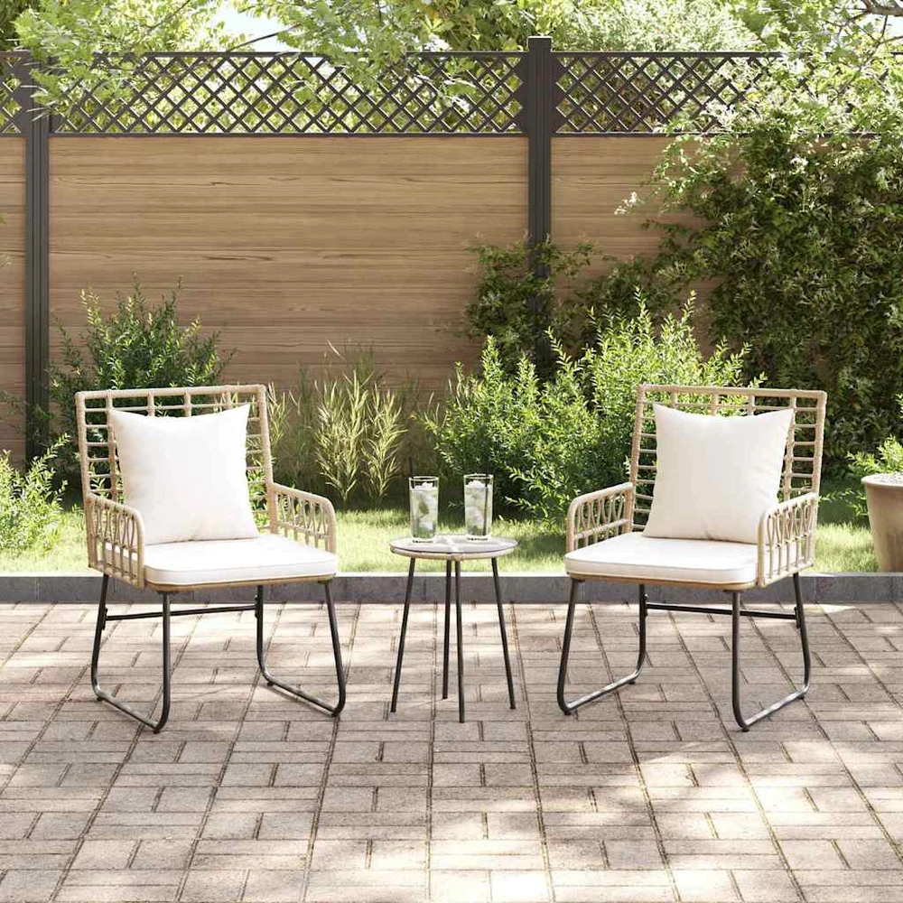 Sodo valgomojo komplektas 3 vnt. Ruda ir grietinėlė poliratanas