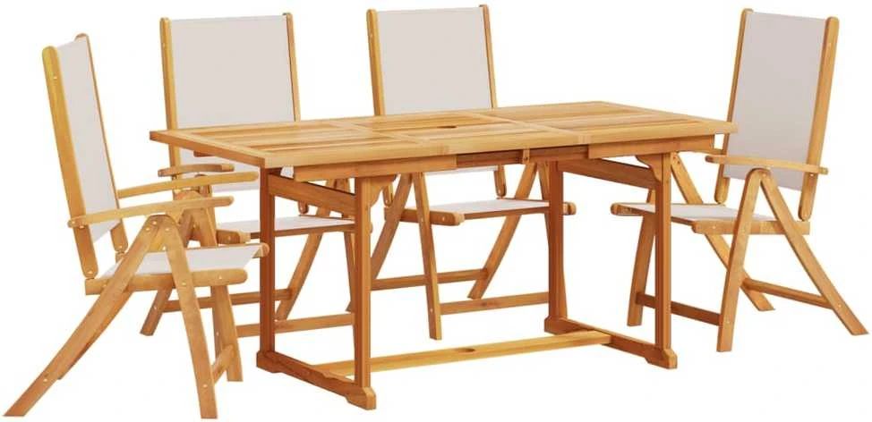 Lauko baldų komplektas Sodo valgomojo komplektas, 5 dalių, akacija ir tekstilenas