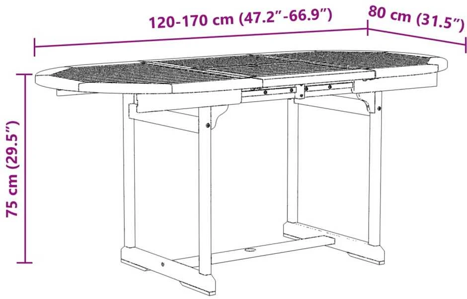 Lauko baldų komplektas Sodo valgomojo komplektas, 5 dalių, akacija ir tekstilenas