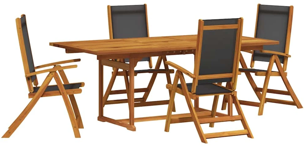 Lauko baldų komplektas Sodo valgomojo komplektas, 5 dalių, akacija ir tekstilenas