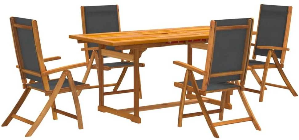 Lauko baldų komplektas Sodo valgomojo komplektas, 5 dalių, akacija ir tekstilenas