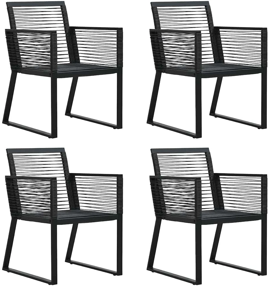 Lauko baldų komplektas Sodo valgomojo komplektas, 5 dalių, juodas, PVC ratanas
