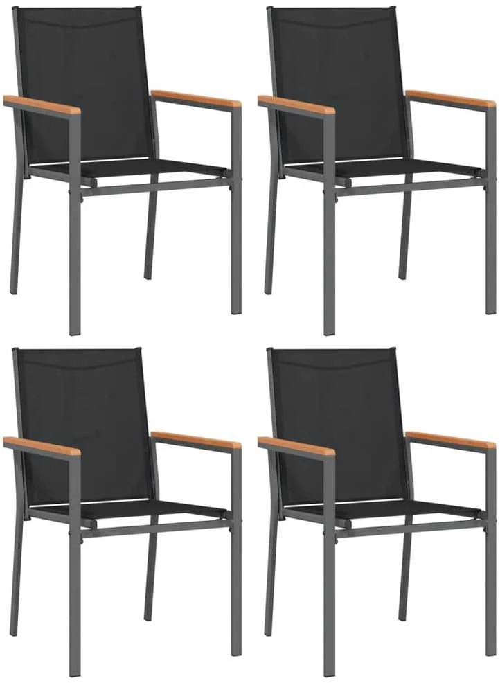 Lauko baldų komplektas Sodo valgomojo komplektas, 5 dalių, juodas, tekstilenas/plienas