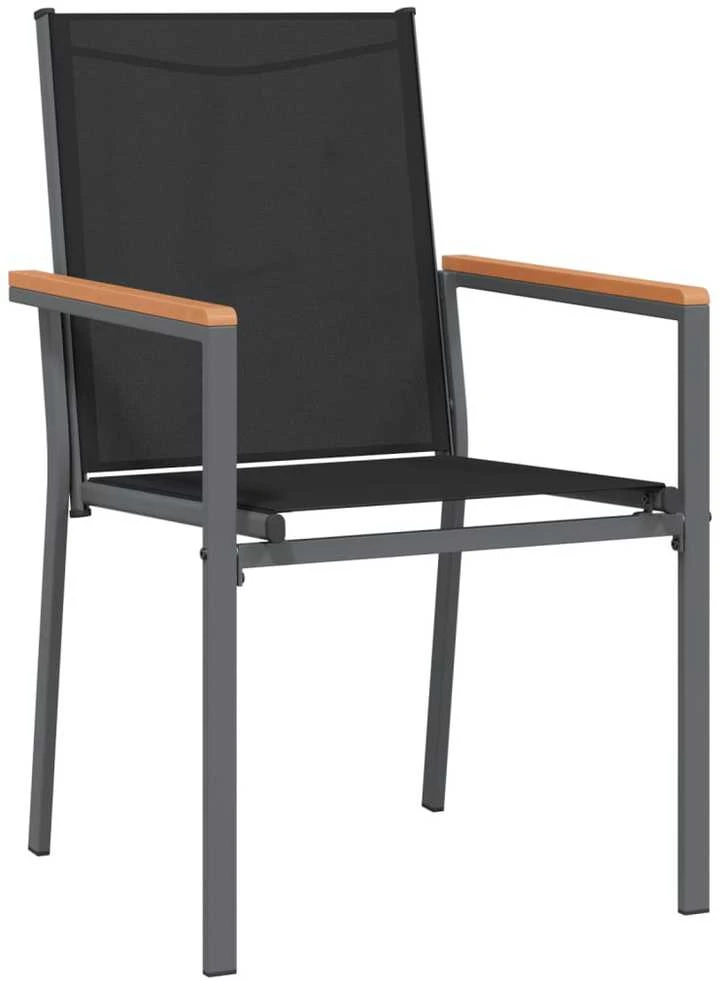 Lauko baldų komplektas Sodo valgomojo komplektas, 5 dalių, juodas, tekstilenas/plienas