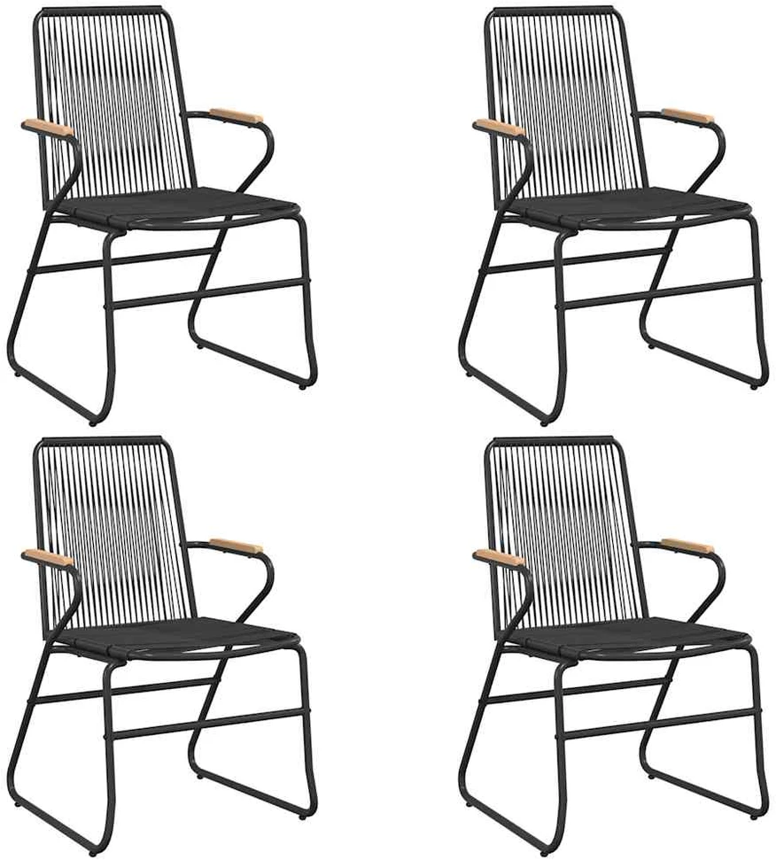 Lauko baldų komplektas Sodo valgomojo komplektas, 5 dalių, juodas, PVC ratanas