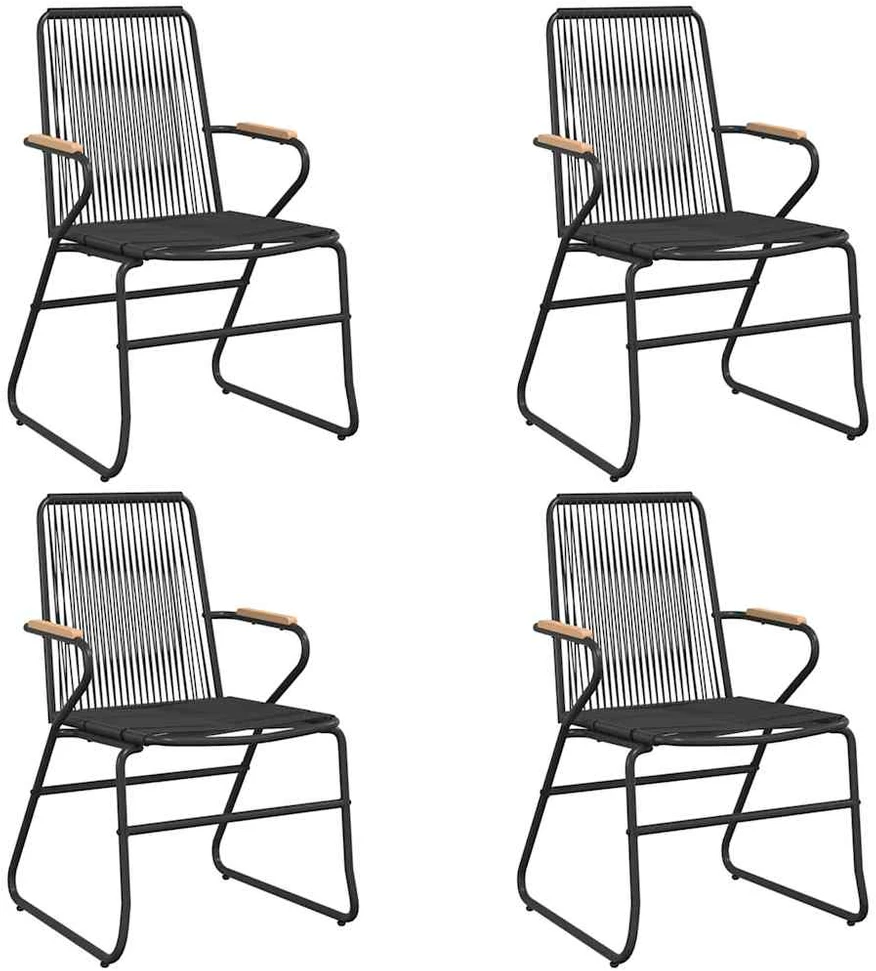 Lauko baldų komplektas Sodo valgomojo komplektas, 5 dalių, juodas, PVC ratanas