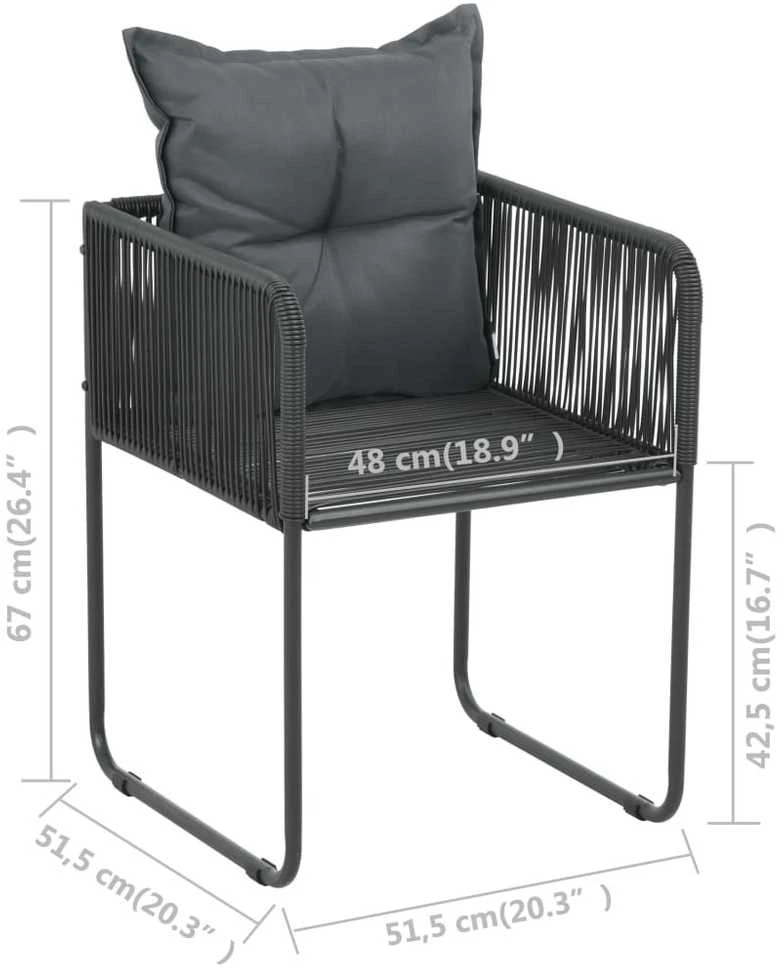 Lauko baldų komplektas Sodo valgomojo komplektas, 5 dalių, juodas, PVC ratanas