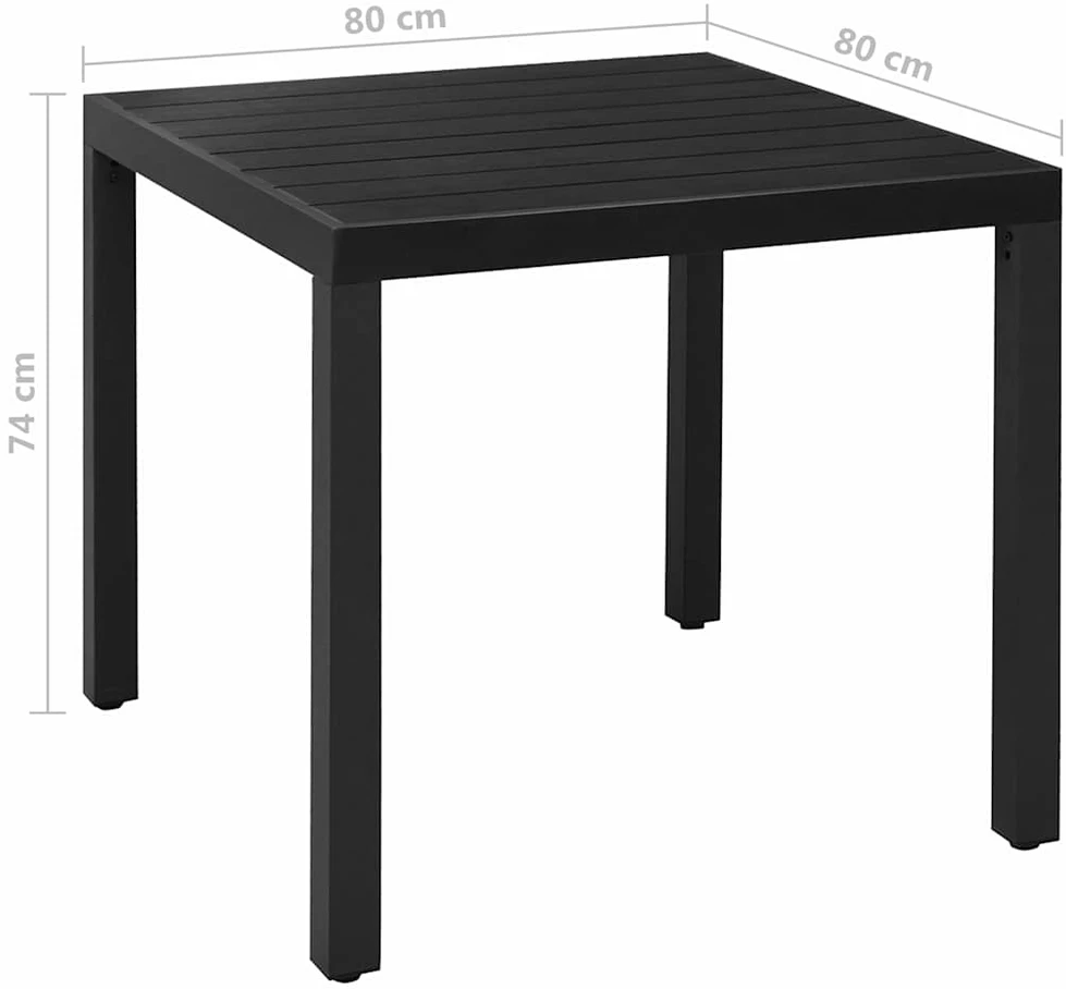Lauko baldų komplektas Sodo valgomojo komplektas, 5 dalių, juodas, aliuminis