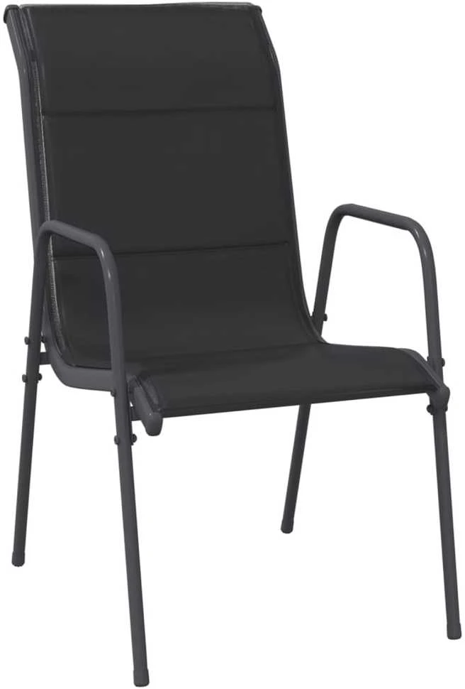 Lauko baldų komplektas Sodo valgomojo komplektas, 5 dalių, juodas, plienas/tekstilenas
