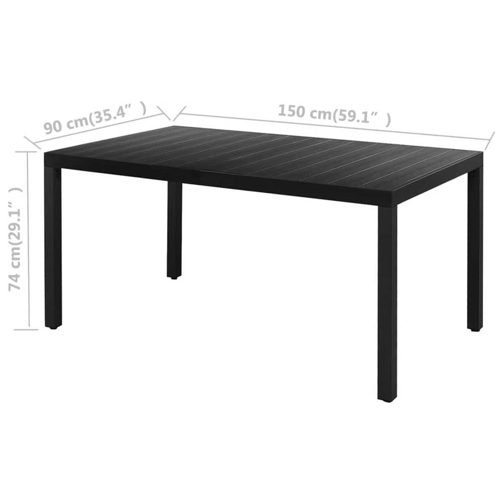 Lauko baldų komplektas Sodo valgomojo komplektas, 5 dalių, juodas, PVC ratanas