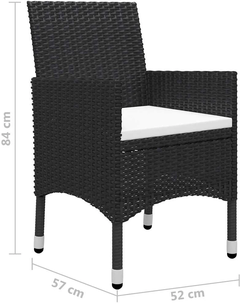 Lauko baldų komplektas Sodo valgomojo komplektas, 5 dalių, juodas (147876+2x46065)