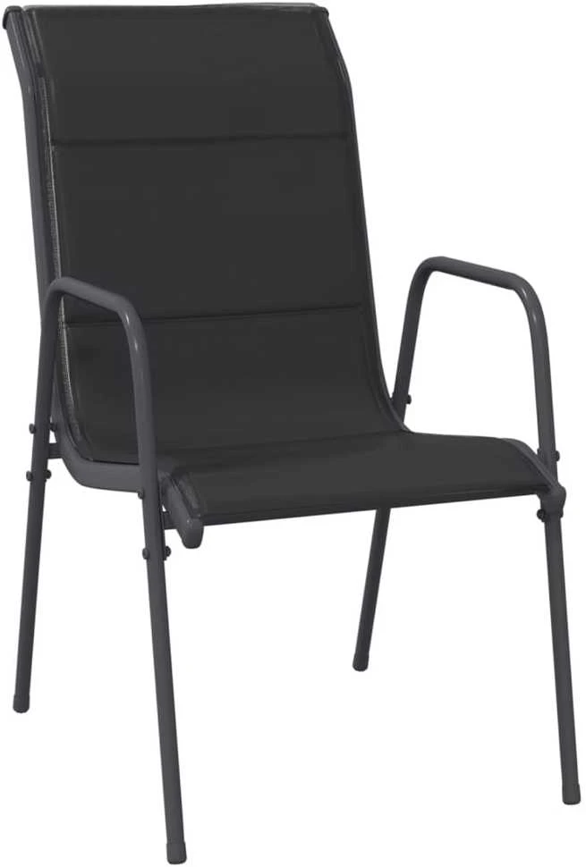 Lauko baldų komplektas Sodo valgomojo komplektas, 5 dalių, juodas, plienas/tekstilenas