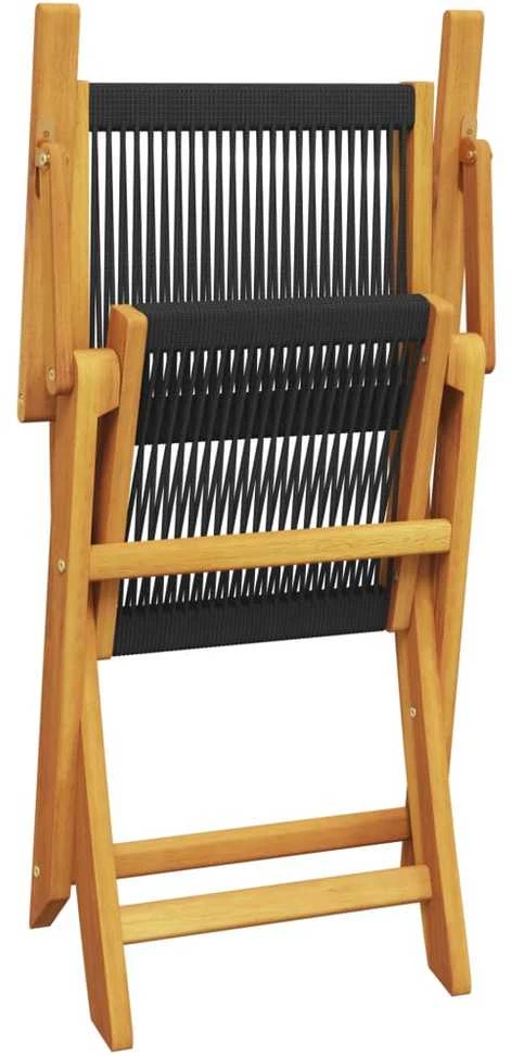 Lauko baldų komplektas Sodo valgomojo komplektas, 5 dalių, juodas, PP ir mediena