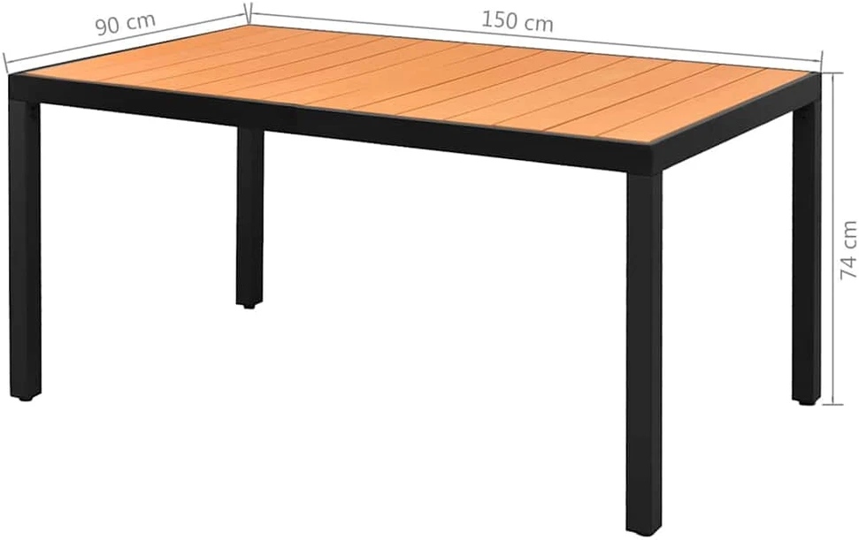 Sodo valgomojo komplektas, 5 dalių, juodas/rudas, PVC ratanas