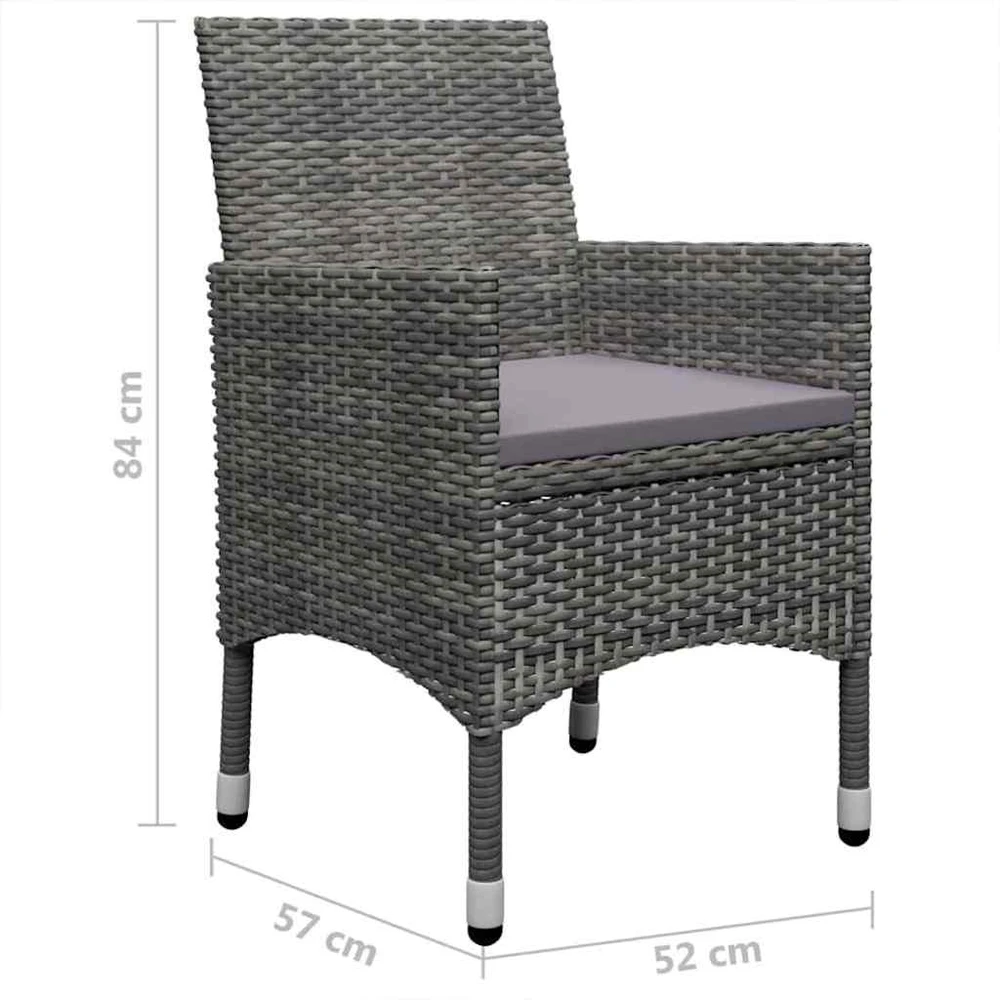 Lauko baldų komplektas Sodo valgomojo komplektas, 5 dalių, pilkas (312406+310563)