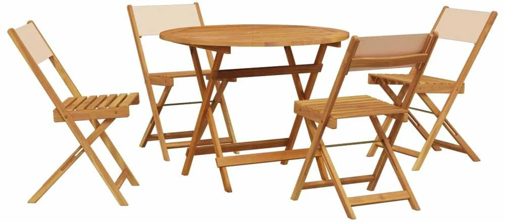 Lauko baldų komplektas Sodo valgomojo komplektas, 5 dalių, smėlio, audinys ir mediena