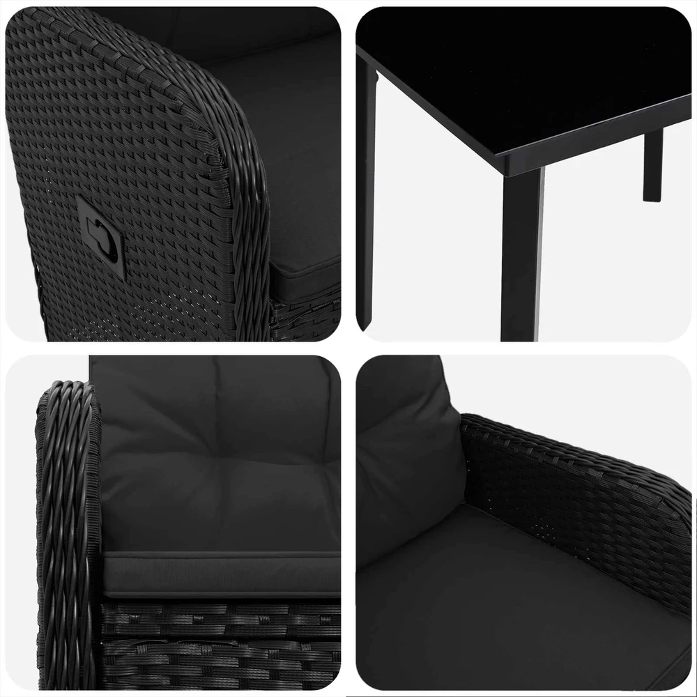 Sodo valgomojo komplektas 5 vnt. Juoda poliratanas