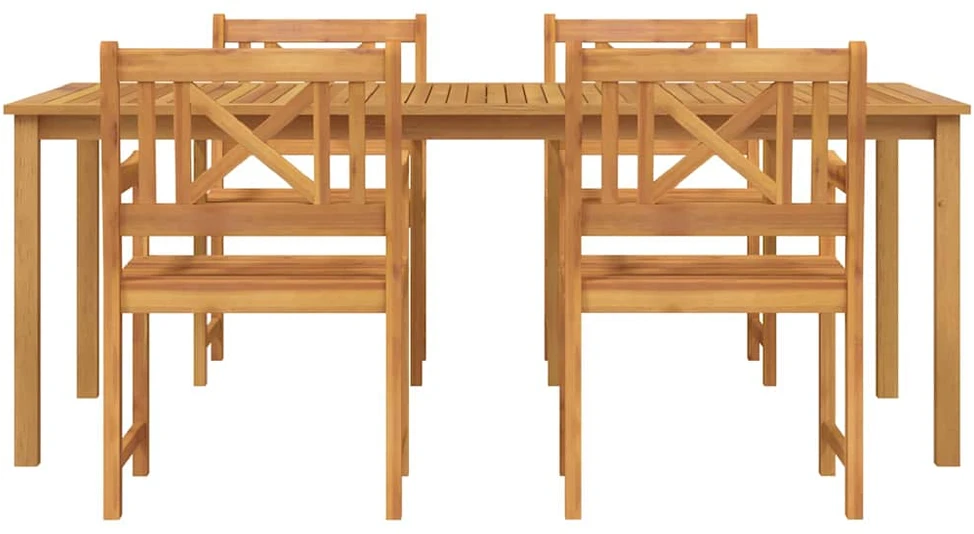 Sodo valgomojo komplektas 5 vnt. Ruda Kietos akacijos mediena