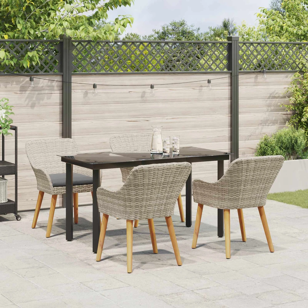 Sodo valgomojo komplektas 5 vnt. Šviesiai pilka poliratanas