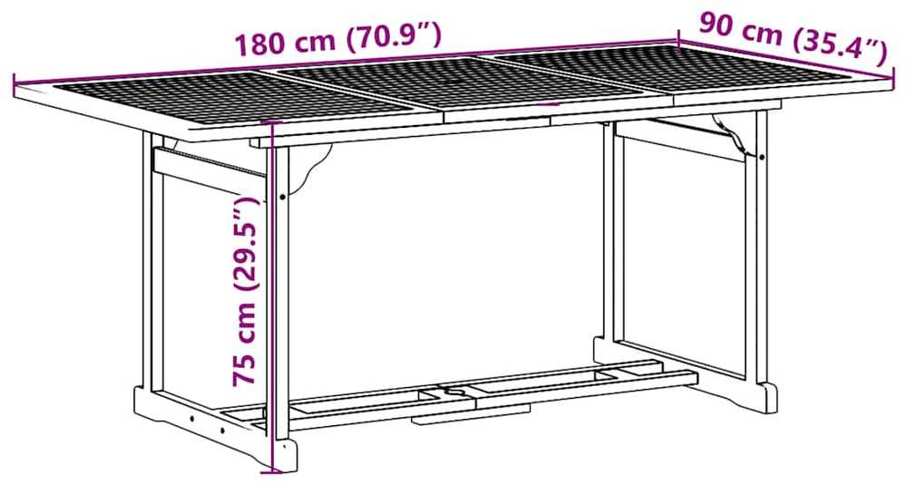 Lauko baldų komplektas Sodo valgomojo komplektas, 7 dalių, 180x90x75 cm, akacija
