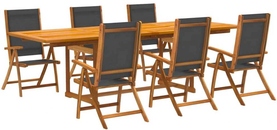 Lauko baldų komplektas Sodo valgomojo komplektas, 7 dalių, akacija ir tekstilenas