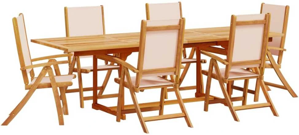 Sodo valgomojo komplektas, 7 dalių, akacija ir tekstilenas