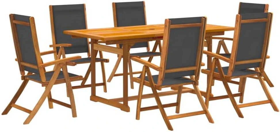 Lauko baldų komplektas Sodo valgomojo komplektas, 7 dalių, akacija ir tekstilenas