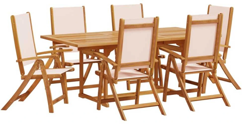 Lauko baldų komplektas Sodo valgomojo komplektas, 7 dalių, akacija ir tekstilenas