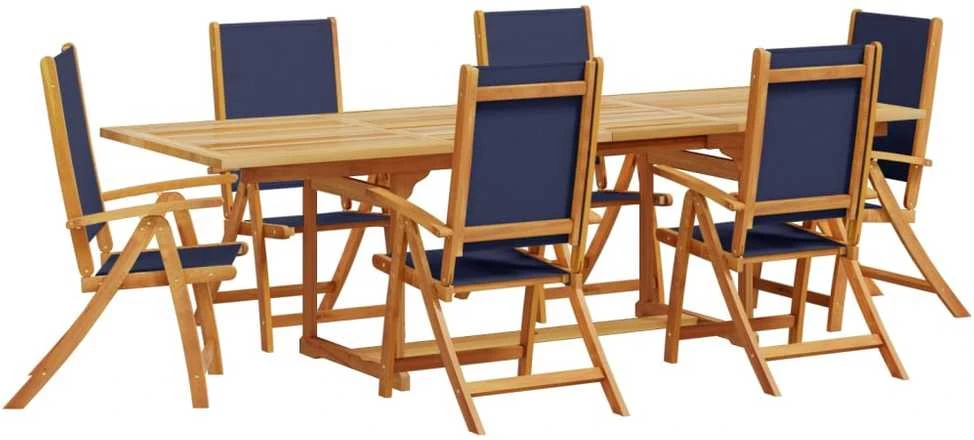Lauko baldų komplektas Sodo valgomojo komplektas, 7 dalių, akacija ir tekstilenas