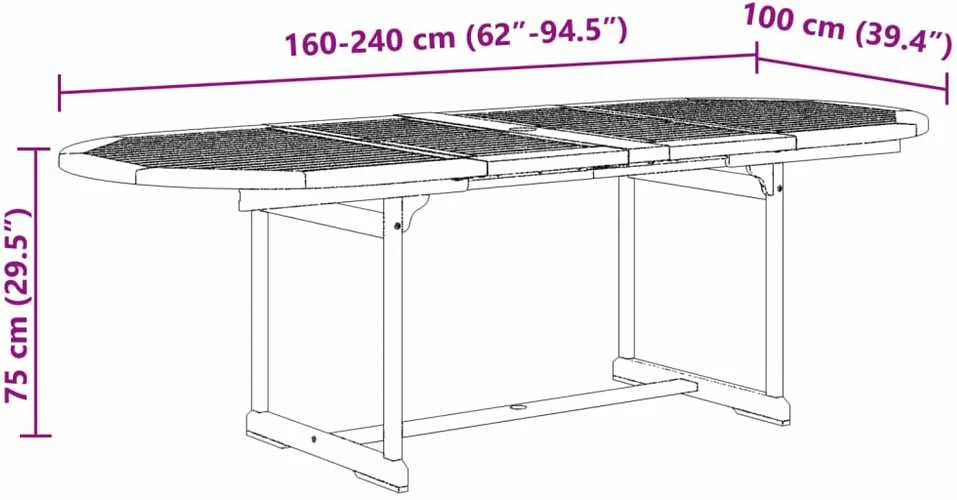 Lauko baldų komplektas Sodo valgomojo komplektas, 7 dalių, akacija ir tekstilenas