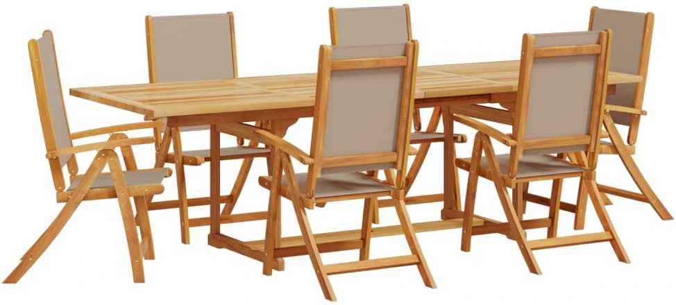 Sodo valgomojo komplektas, 7 dalių, akacija ir tekstilenas