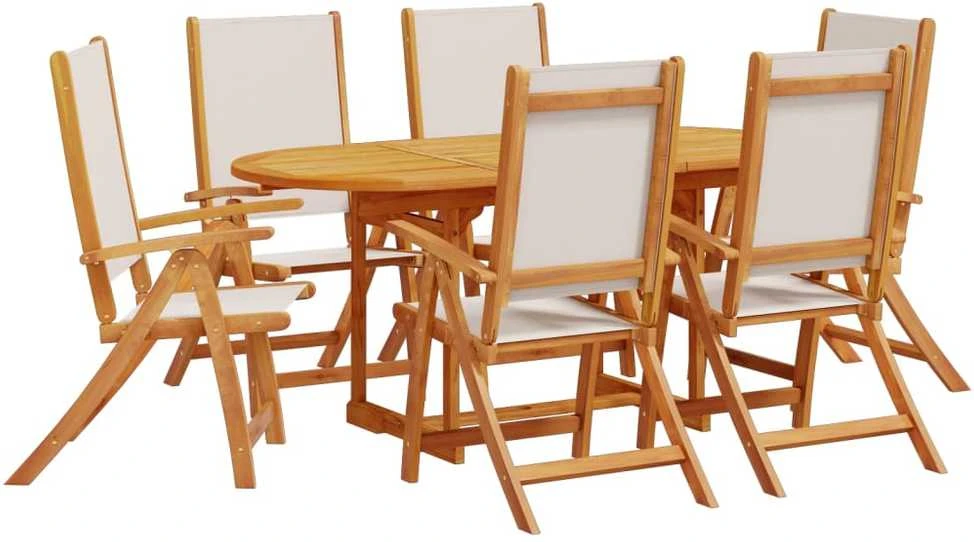 Lauko baldų komplektas Sodo valgomojo komplektas, 7 dalių, akacija ir tekstilenas