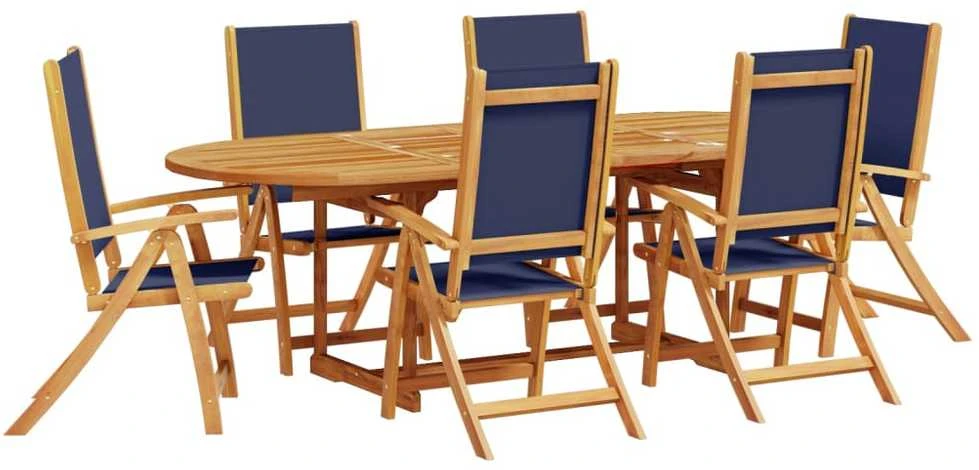Lauko baldų komplektas Sodo valgomojo komplektas, 7 dalių, akacija ir tekstilenas