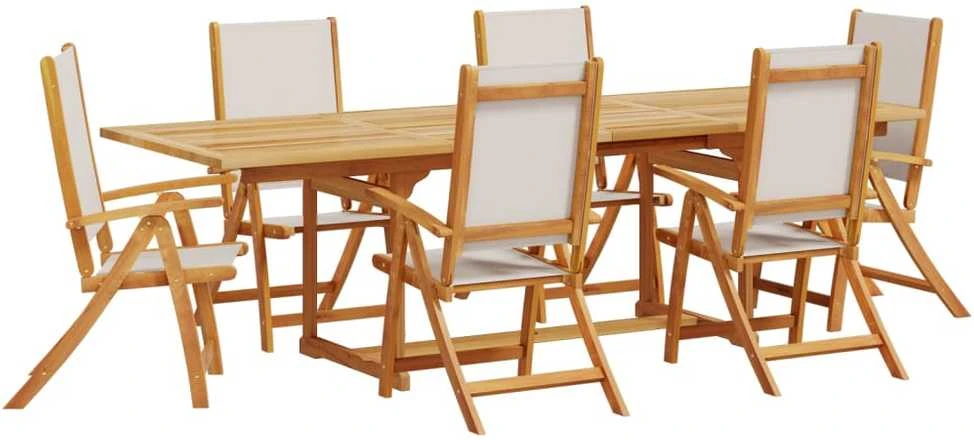 Lauko baldų komplektas Sodo valgomojo komplektas, 7 dalių, akacija ir tekstilenas
