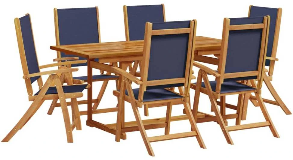 Lauko baldų komplektas Sodo valgomojo komplektas, 7 dalių, akacija ir tekstilenas