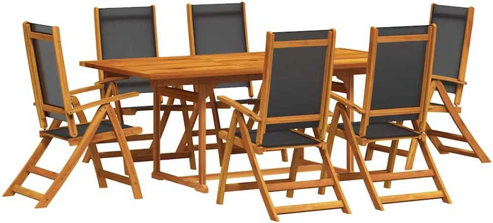 Lauko baldų komplektas Sodo valgomojo komplektas, 7 dalių, akacija ir tekstilenas