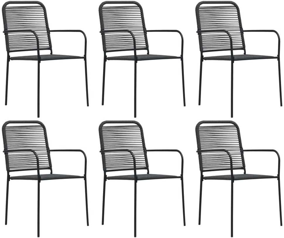 Lauko baldų komplektas Sodo valgomojo komplektas, 7 dalių, juodas, stiklas ir plienas
