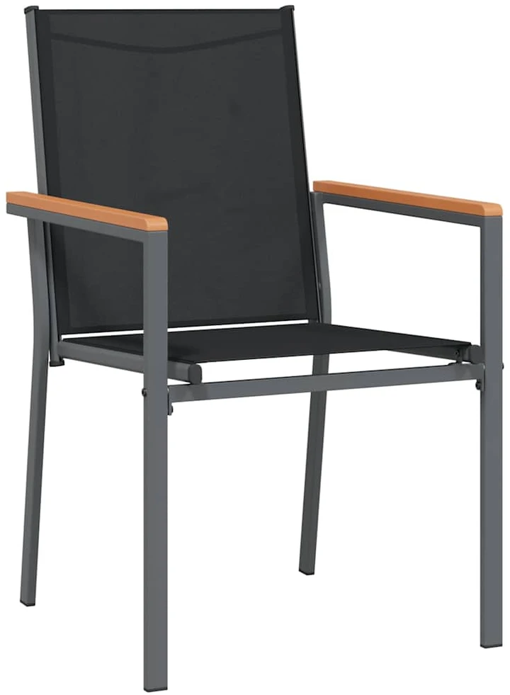 Lauko baldų komplektas Sodo valgomojo komplektas, 7 dalių, juodas, tekstilenas/plienas