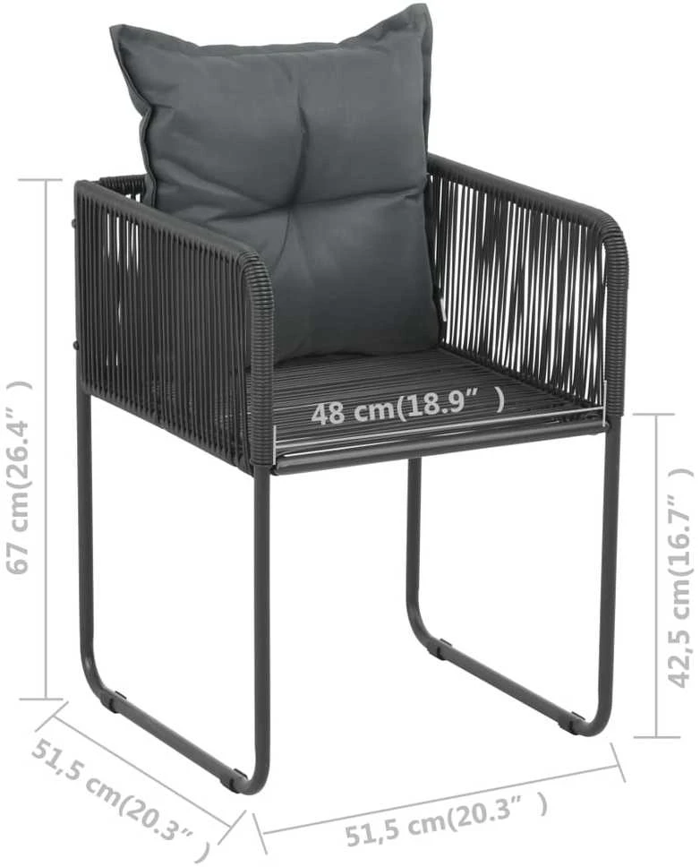 Lauko baldų komplektas Sodo valgomojo komplektas, 7 dalių, juodas, PVC ratanas