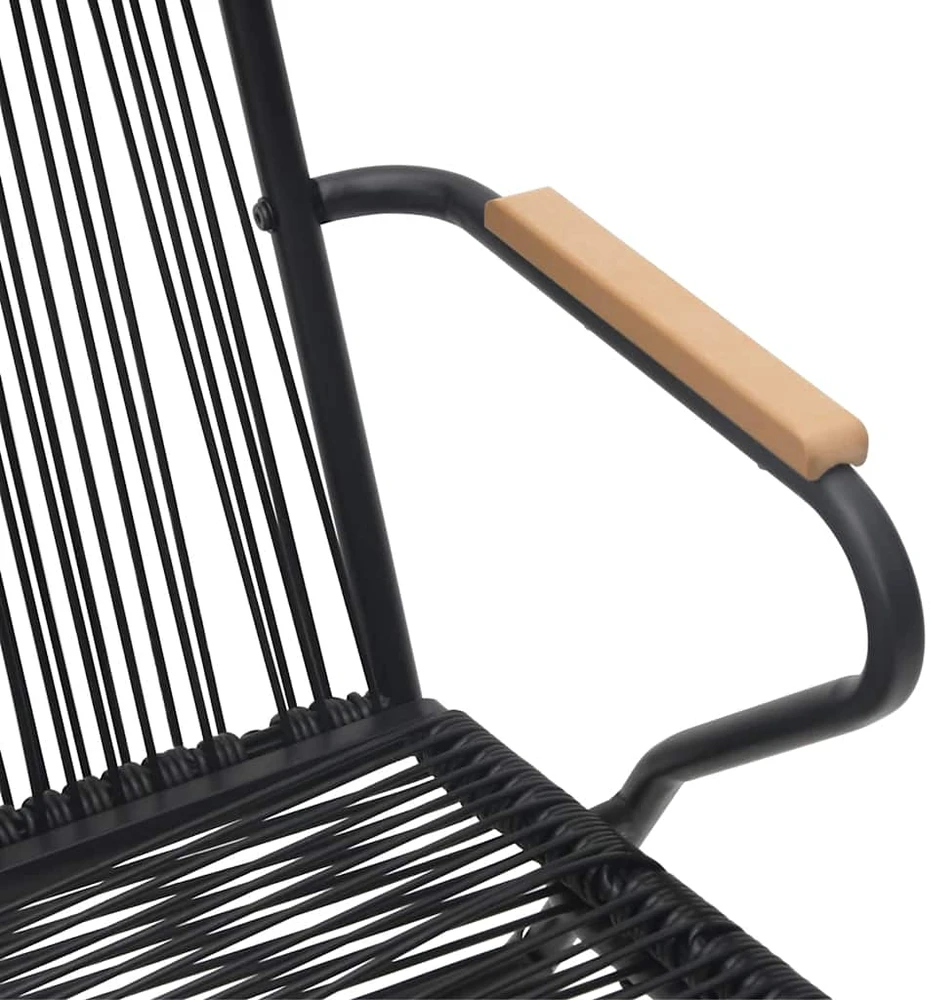 Lauko baldų komplektas Sodo valgomojo komplektas, 7 dalių, juodas, PVC ratanas