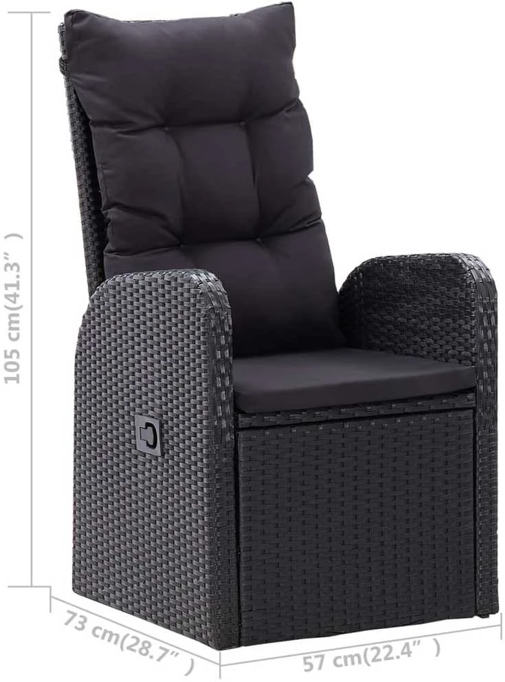 Lauko baldų komplektas Sodo valgomojo komplektas, 7 dalių, juodas (147876+3x46065)