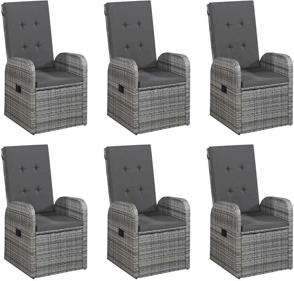 Lauko baldų komplektas Sodo valgomojo komplektas, 7 dalių, pilkas (147877+3x47676)