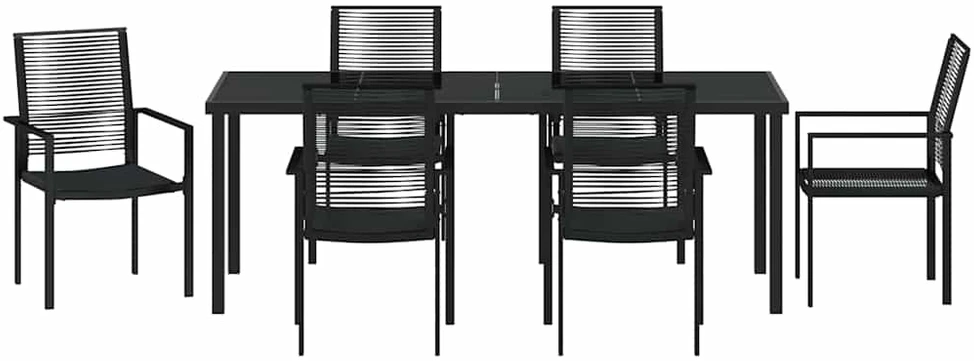 Sodo valgomojo komplektas 7 vnt. Juoda