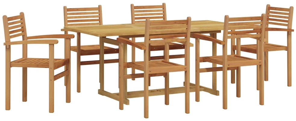Sodo valgomojo komplektas 7 vnt. Ruda Kieto teka medžio