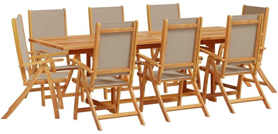 Sodo valgomojo komplektas, 9 dalių, akacija ir tekstilenas