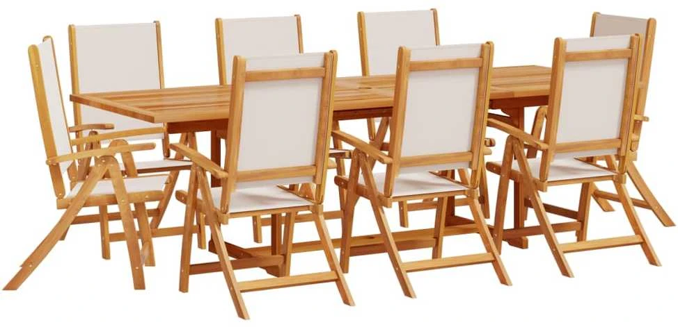 Sodo valgomojo komplektas, 9 dalių, akacija ir tekstilenas