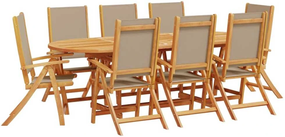 Sodo valgomojo komplektas, 9 dalių, akacija ir tekstilenas