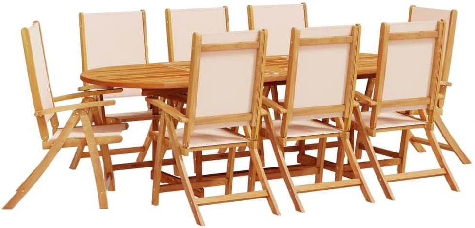 Lauko baldų komplektas Sodo valgomojo komplektas, 9 dalių, akacija ir tekstilenas